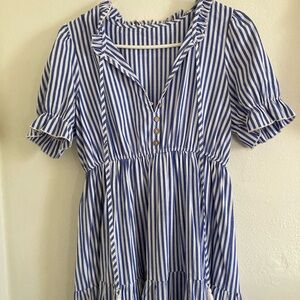 Blue and White Striped Women's Dress
